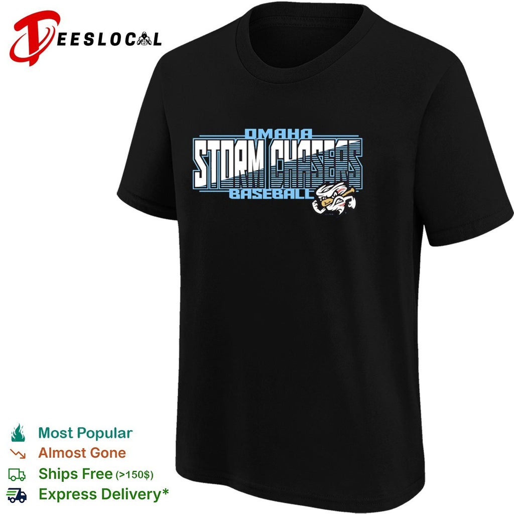 Omaha Storm Chasers Baseball striped wordmark logo shirt