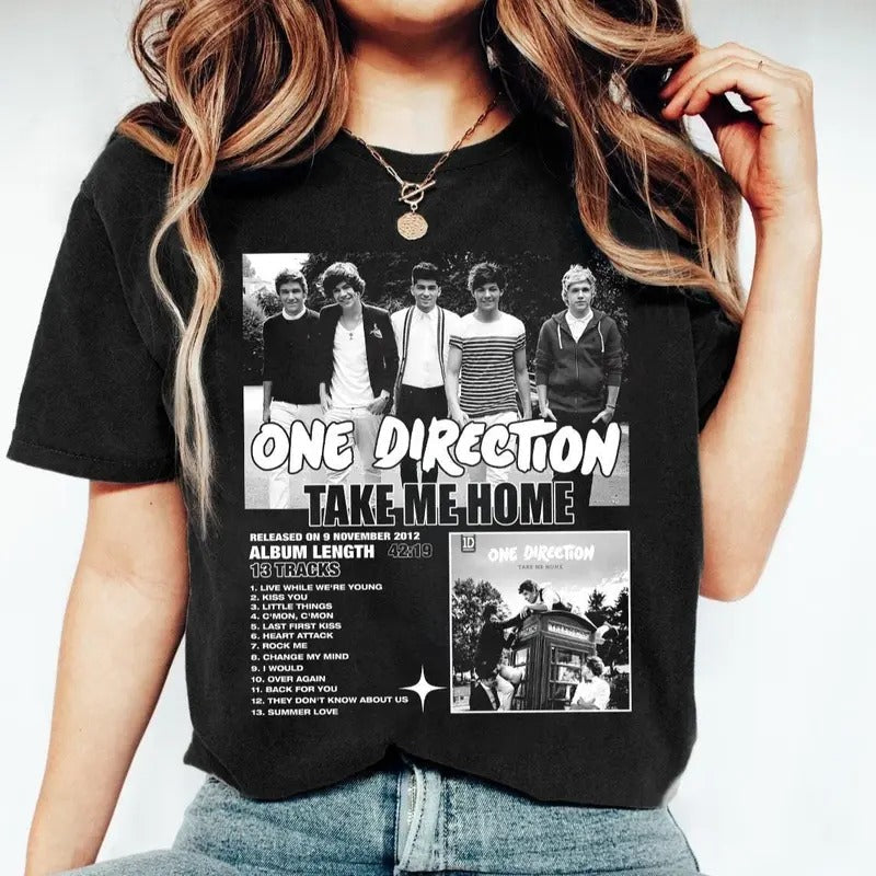 One Direction Graphic Album Music Shirt, 1D Take Me Home Pop Music Tour Shirt, One Direction Shirt Gift For Fan Hoodie,...
