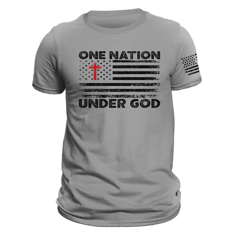 One Nation Under God American Flag With Cross Patriotic T-Shirt Hoodie, Sweatshirt | RetroVerseTees.com