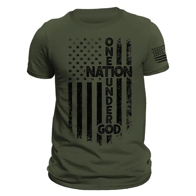 One Nation Under God American Vertical Flag Patriotic T-Shirt Casual Classic Hoodie, Sweatshirt | RetroVerseTees.com