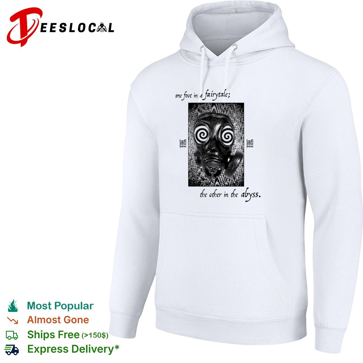 One foot in a fairytale the other in the abyss hypnotic spiral eyes face shirt