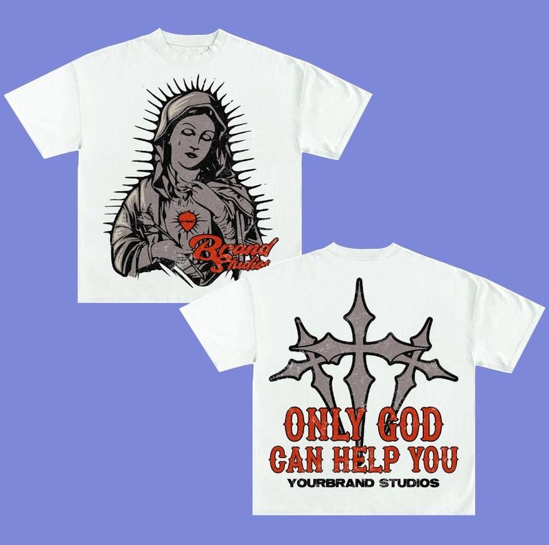 Only God Can Help You Y2k TShirt Style Hip Hop Streetwear Rap Tee, Cotton Tee Menswear Hoodie, Sweatshirt