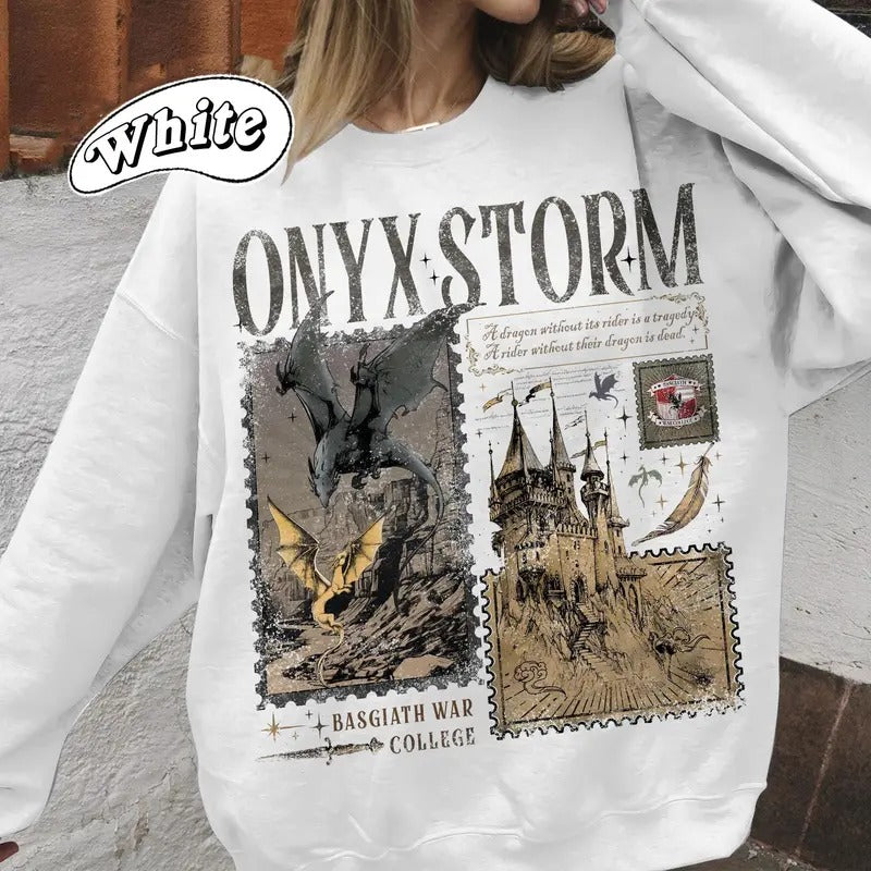 Onyx Storm Tshirt Sweatshirt, Fourth Wing Series Shirt, Dragon Rider, Bookish Tee Gift For Book Lover, Tairn &Andarna,...