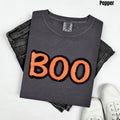 Orange & Black BOO Fluffy Patch Comfort Colors T-Shirt Hoodie, Sweatshirt | RetroVerseTees.com