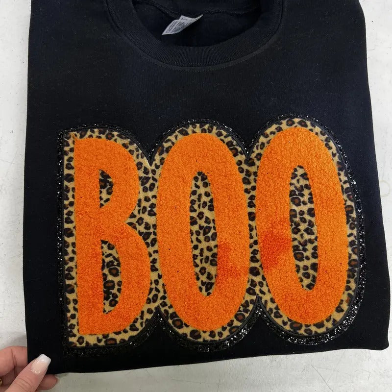 Orange Cheetah BOO Patch Sweatshirt T-Shirts, Hoodie | RetroVerseTees.com