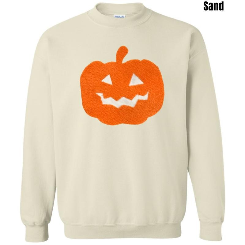 Orange Jack-O-Lantern Fluffy Patch Sweatshirt 'NLB' T-Shirts, Hoodie | RetroVerseTees.com