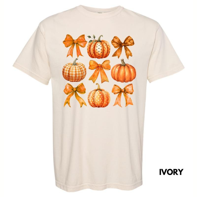 Orange Pumpkin & Bow Collage Comfort Colors T-Shirt 'NLB' Hoodie, Sweatshirt | RetroVerseTees.com
