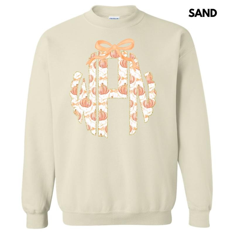 Orange Pumpkin Monogram Sweatshirt 'NLB' T-Shirts, Hoodie | RetroVerseTees.com
