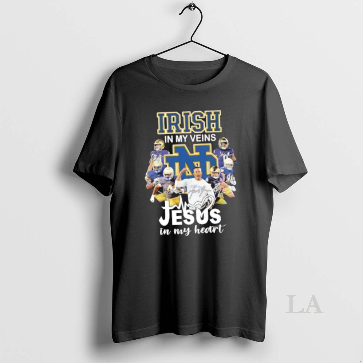 Original Coach Marcus Freeman And Players Notre Dame Fighting Irish In My Veins Jesus In T-Shirts, Hoodie, Sweatshirt