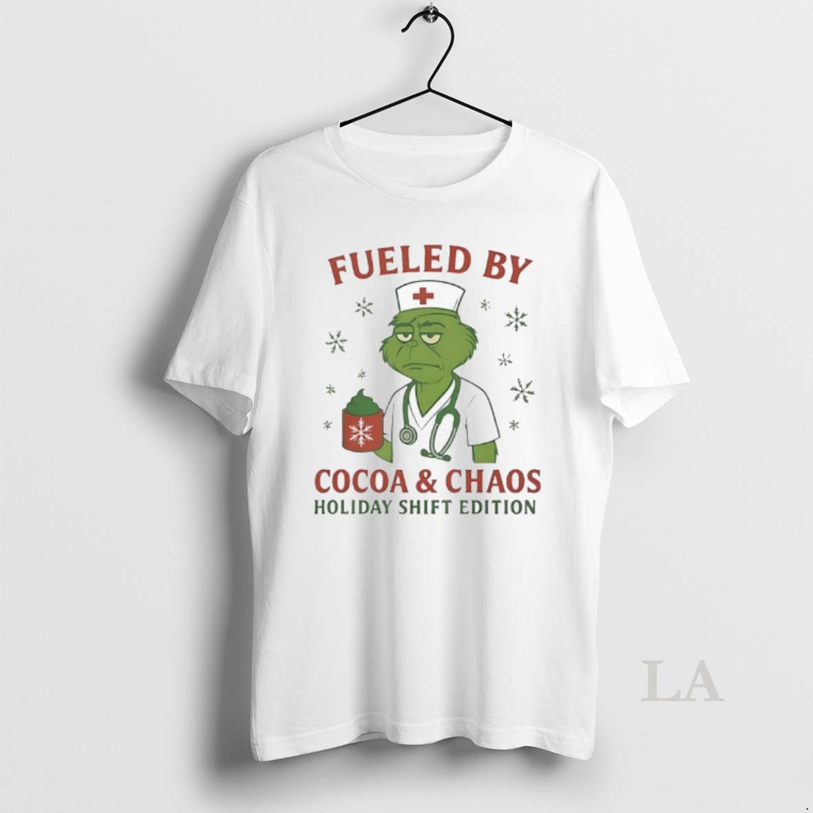 Original Grinch Green Fueled By Cocoa Chaos Holiday Shift Edition Nurse T-Shirts, Hoodie, Sweatshirt | RetroVerseTees.com