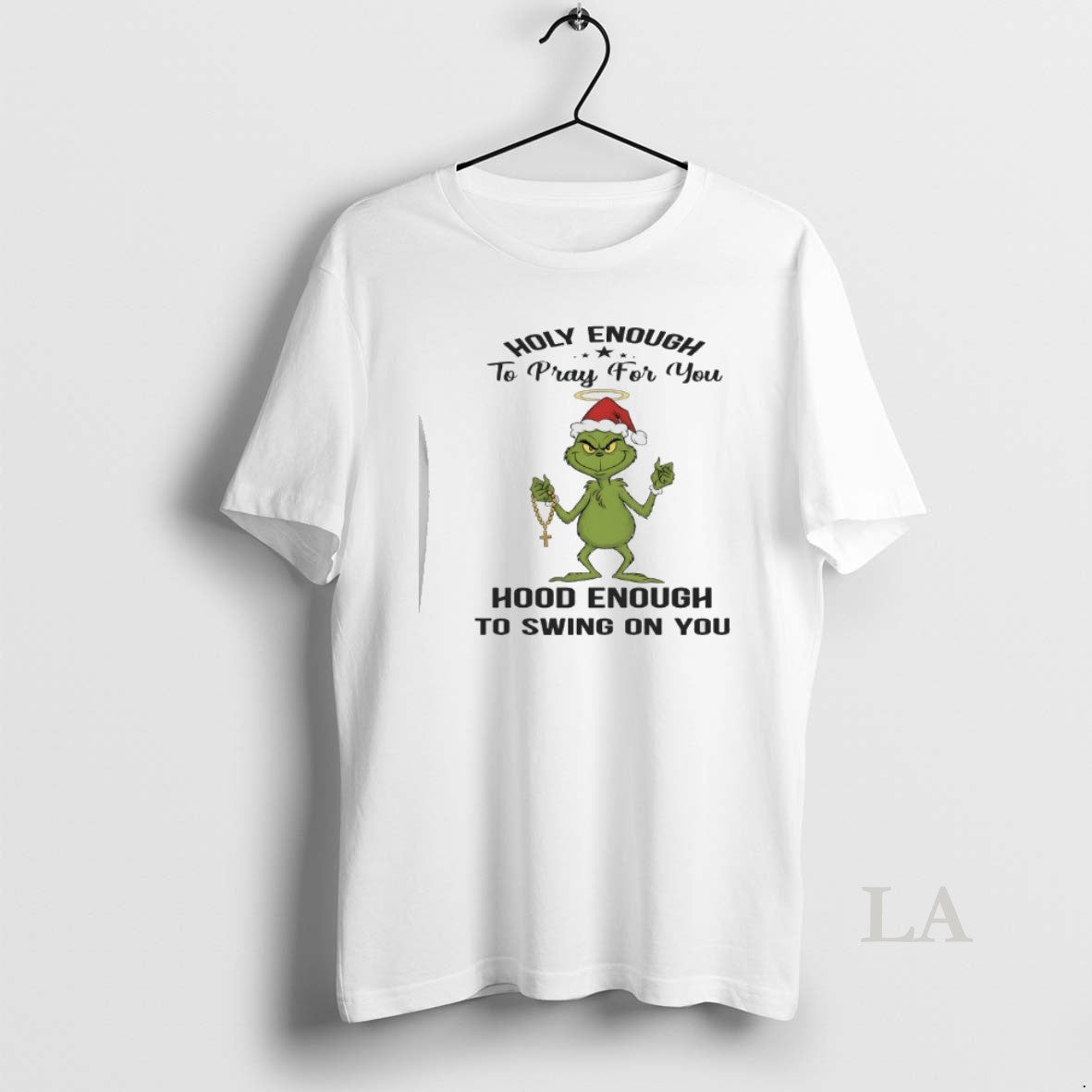 Original Grinch Holly Enough To Pray For You Hood Enough To Swing On You T-Shirts, Hoodie, Sweatshirt | RetroVerseTees.com