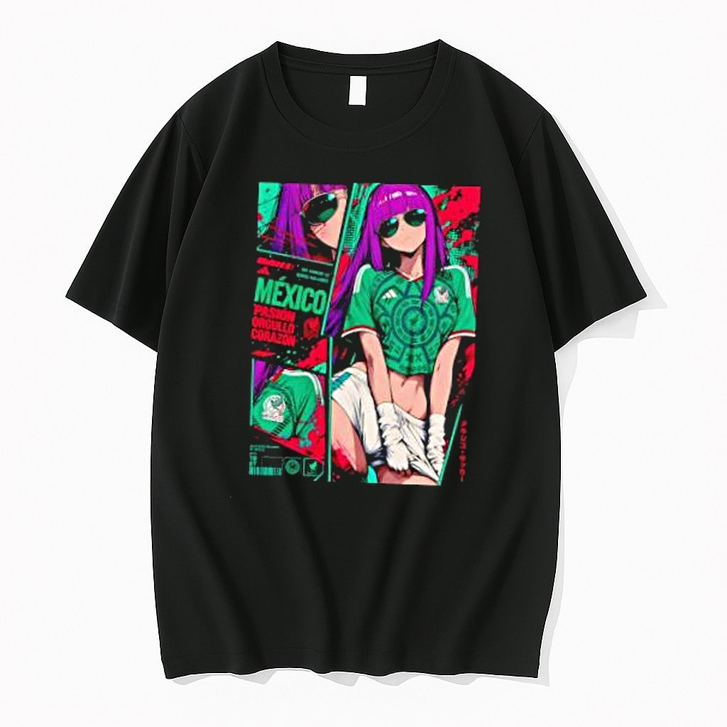 Original Mexico National Team Anime Girl Soccer Tshirts Jpg