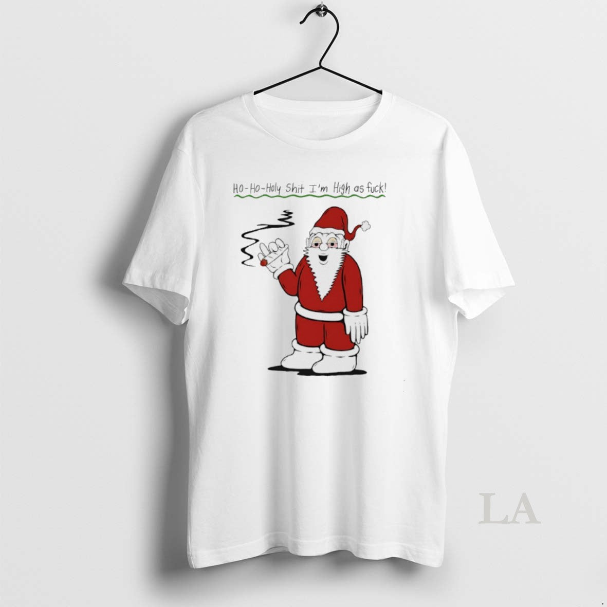 Original Santa Cigar Ho Oho Holy Shit Im High As Fuck T-Shirts, Hoodie, Sweatshirt | RetroVerseTees.com
