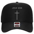 Otto World Famous Trucker Hat Jesus Won Minimalist Christian Cross Design High Crown Mesh Snapback Religious Streetwear...