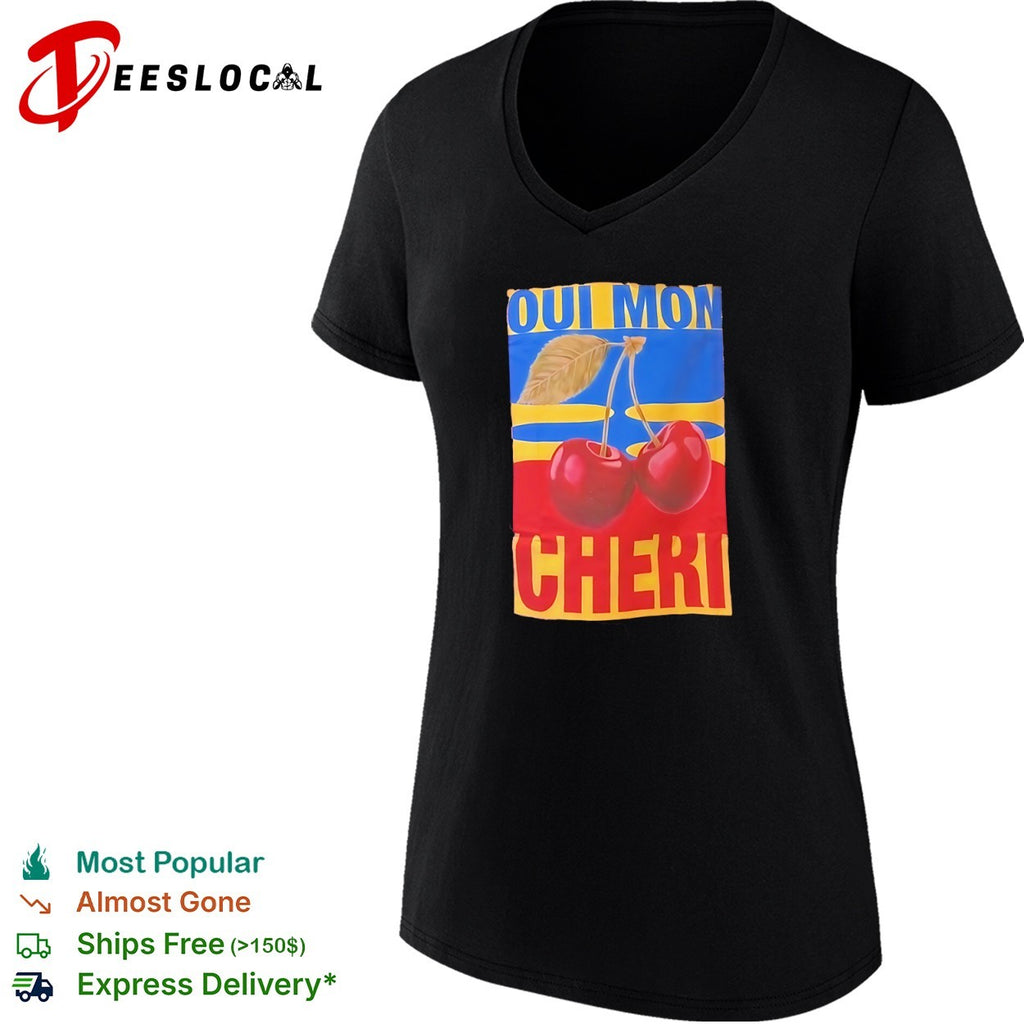 Oui Mon Cheri Cherry French fruit cute shirt