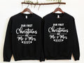 Our First Christmas As Mr And Mrs 2023 Sweatshirt, Matching Couples Christmas Hoodie, Newly Married Christmas Gift...
