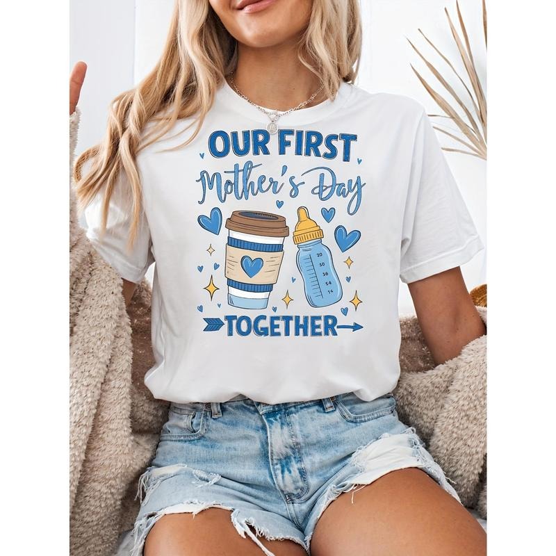 Our First TNF'WB shield Day TNF TNF'WB shield Day Gift for Mom T-Shirt Spring Gunpla brand Summer New Short-Sleeved Round...