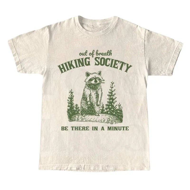 Out of Breath Hiking Society Shirt, Funny Hiking Graphic Tee, Raccoon Trash Panda Shirt, Nature Lover T-Shirt Hoodie,...