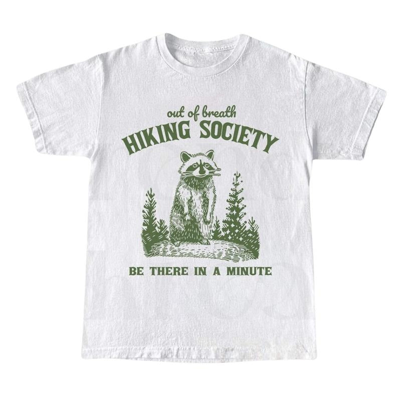 Out of Breath Hiking Society Shirt, Funny Hiking Graphic Tee, Raccoon Trash Panda Shirt, Nature Lover T Shirt, graphic...