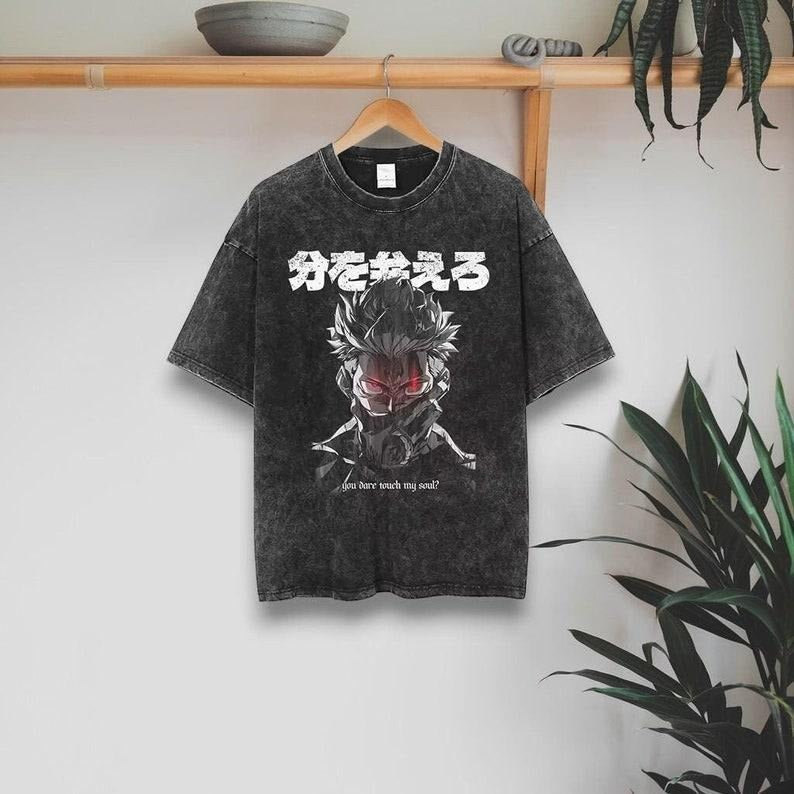 Oversized Anime T-shirt | Personalized Anime Streetwear | Washed Oversized Shirt | Oversized Gym Clothing | Custom...