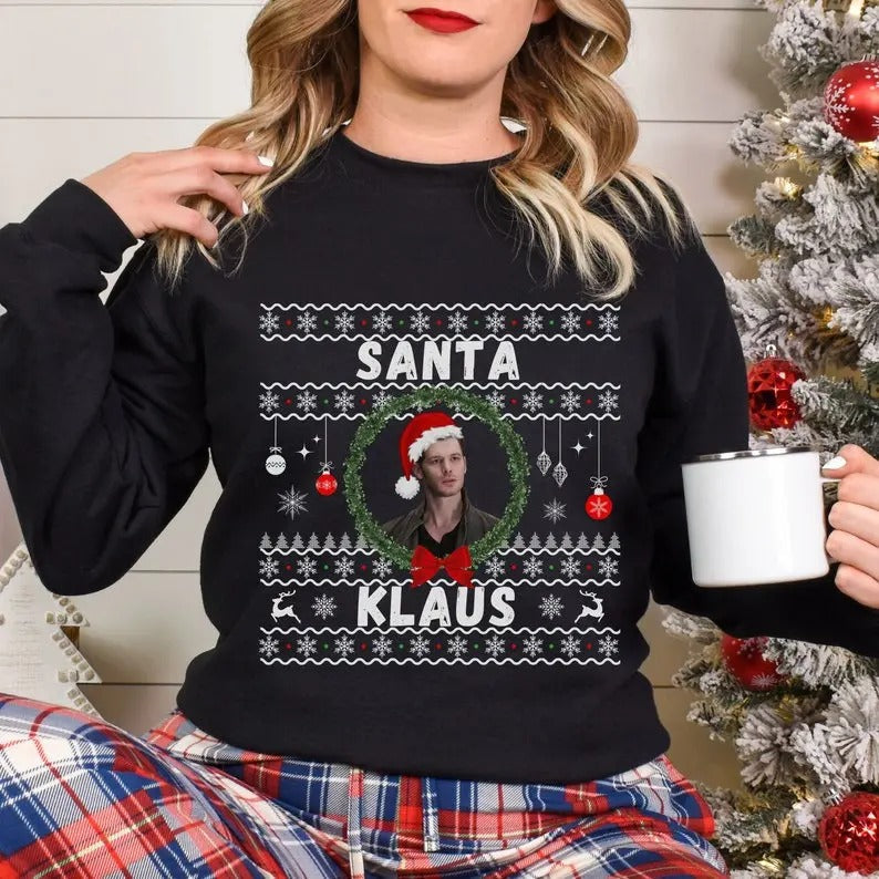 Oversized Santa Klaus Crew Neck Sweatshirt, Santa Klaus, Klaus Mikaelson, Christmas sweatshirt, Christmas Gift, Vampire...