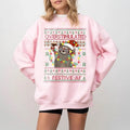 Overstimulated & Festive Af Raccoon Christmas Sweatshirt, Ugly Christmas Sweater Party Sweatshirt, Funny Weirdcore Meme...