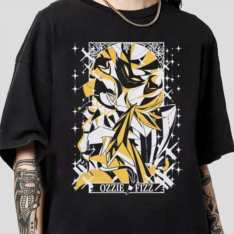Ozzie x Fizz T-Shirt, Asmodeus x Fizzarolli Helluva Boss T-Shirt, Birthday Gift for Fans, Hazbin Hotel-3 Hoodie, Sweatshirt