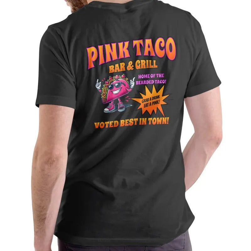 PINK TACO BAR AND GRILL,funny T Shirt, Unisex, Cotton Casual Menswear Hoodie, Sweatshirt | RetroVerseTees.com