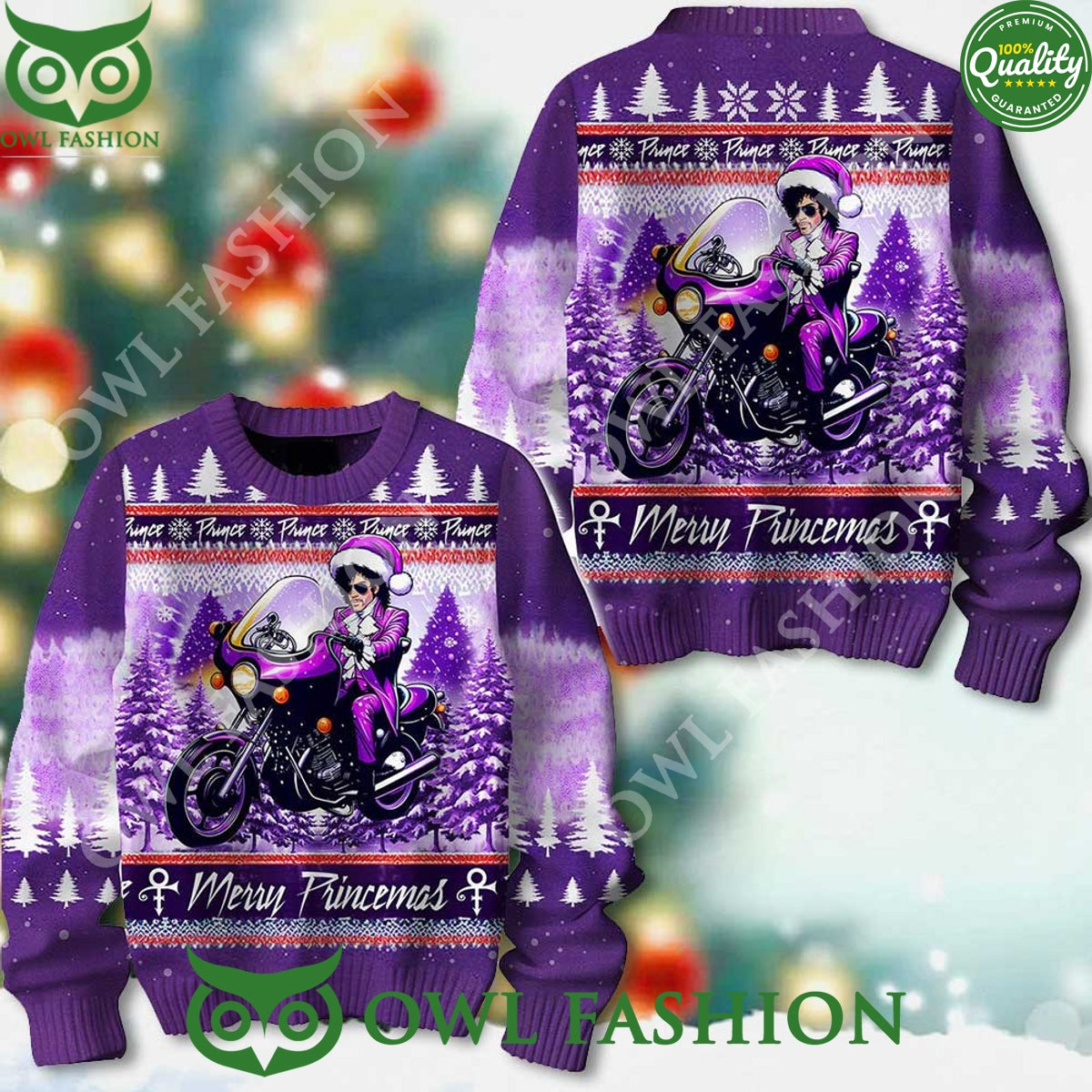 Prince Riding Motorbike Merry Princemas 3D Ugly Sweater