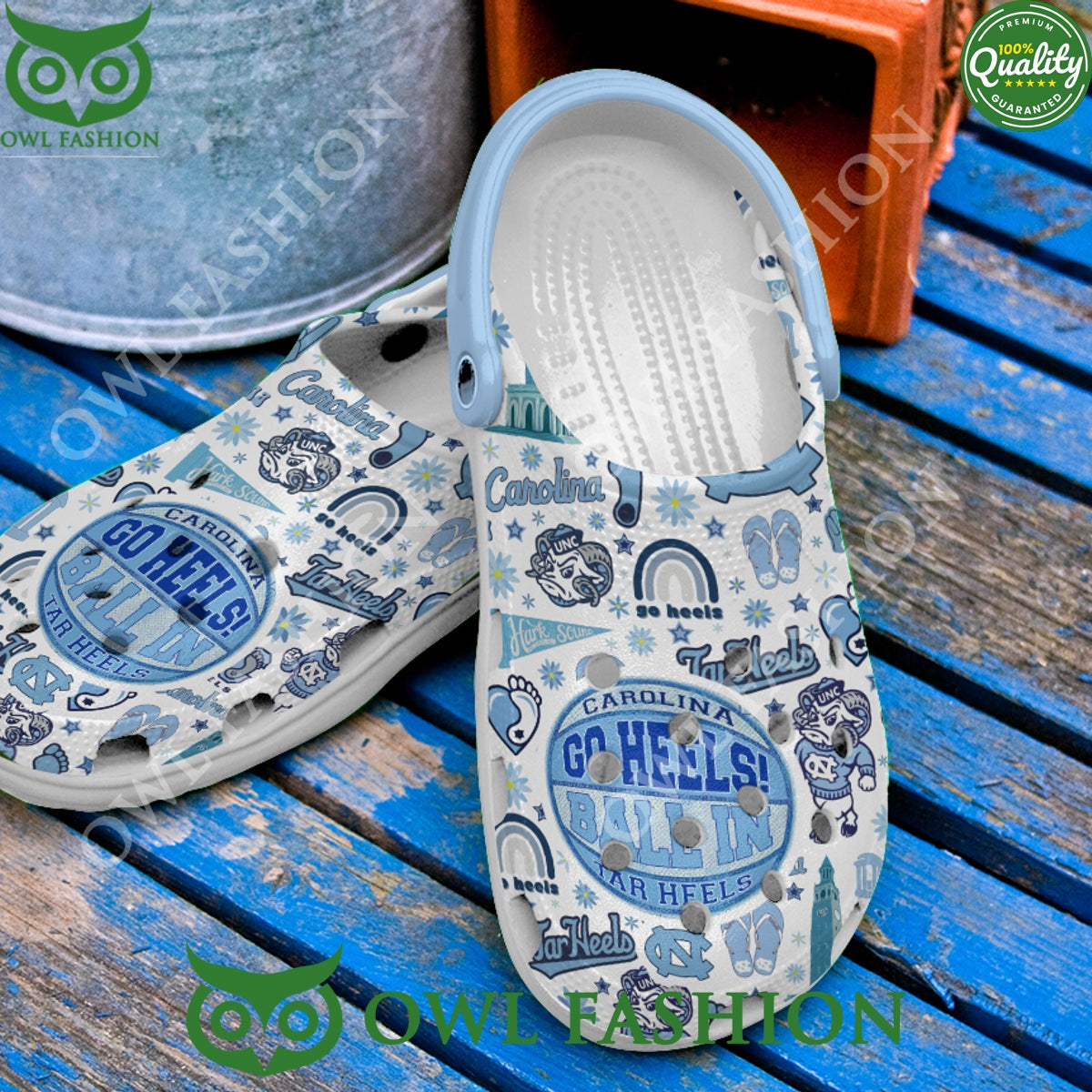 North Carolina Tar Heels Go Heels Ball in basketball crocs