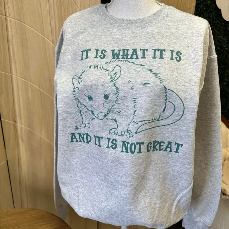 POSSUM VERSION - It is What it Is and It Is Not Great Sweatshirt - Possum Sweatshirt T-Shirts, Hoodie | RetroVerseTees.com