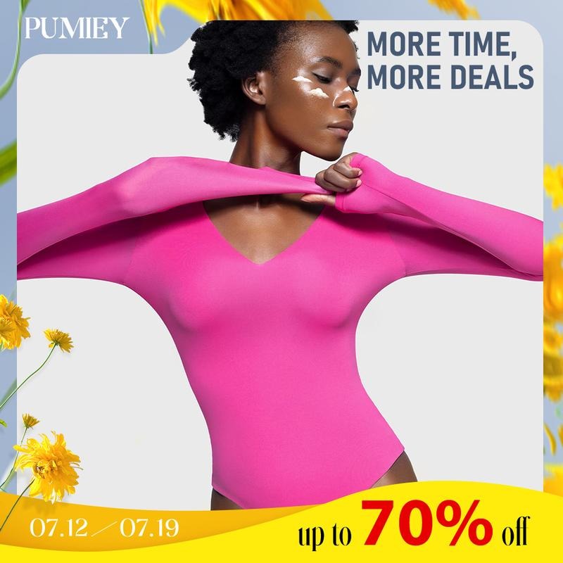 PUMIEY Bodysuits for women V Neck Long Sleeve Body Suit Sexy Tops candice  swanepoel T-Shirts, Hoodie, Sweatshirt
