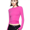PUMIEY Crew Neck Slim Fit Tops Long Sleeve T-Shirts Sexy Basic Tee Hoodie, Sweatshirt | RetroVerseTees.com