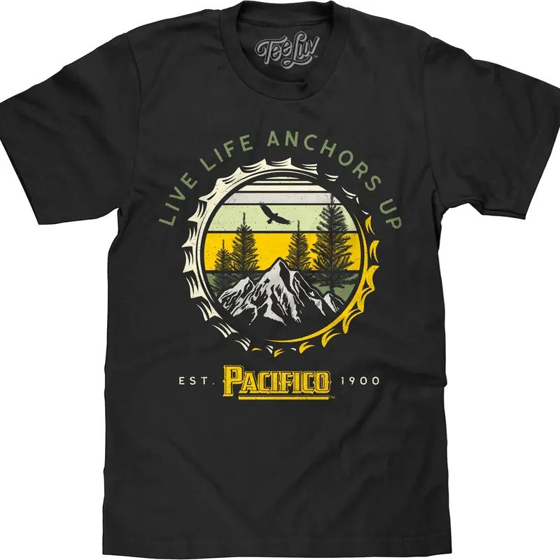 Pacifico Beer Live Life Anchors Up T-Shirt - Black Hoodie, Sweatshirt | RetroVerseTees.com