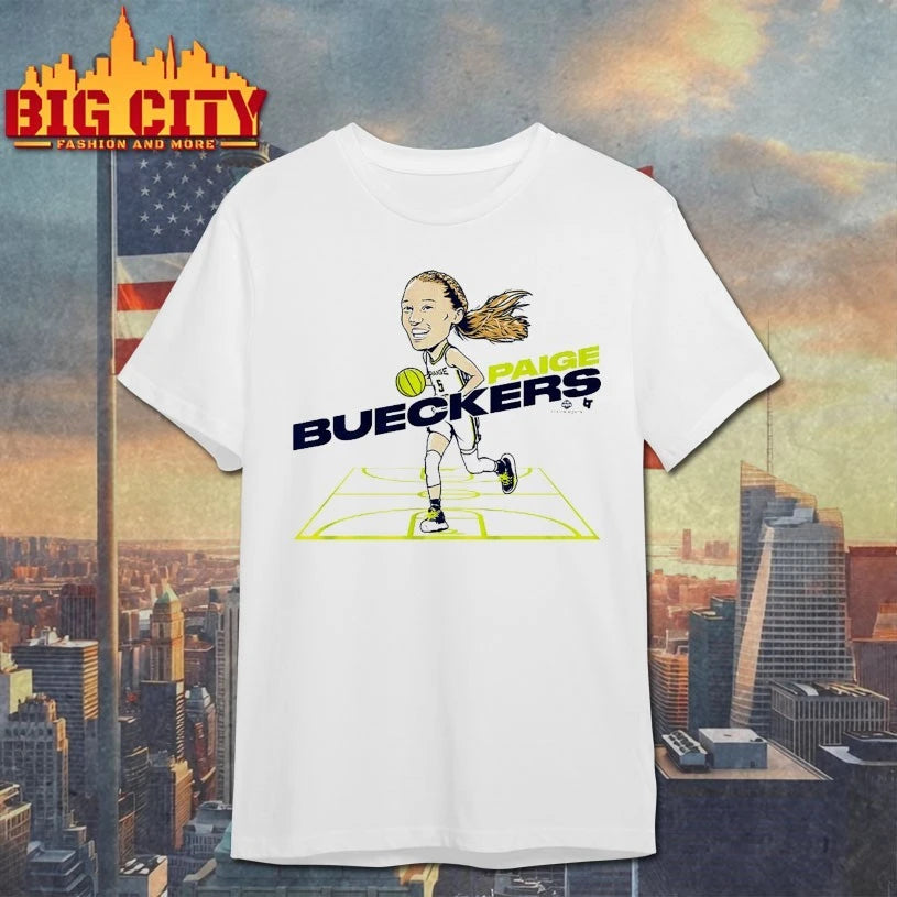 Paige Bueckers Dallas Caricature white shirt