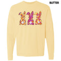 Painted Bunny Trio Long Sleeve Comfort Colors T-Shirt 'NLB' Hoodie, Sweatshirt | RetroVerseTees.com