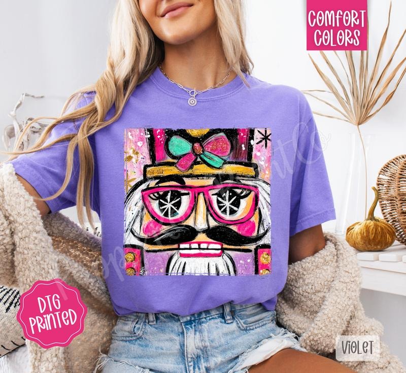 Painted Nutcracker Comfort Colors, Trendy Women's Christmas Tshirt Hoodie, Sweatshirt | RetroVerseTees.com