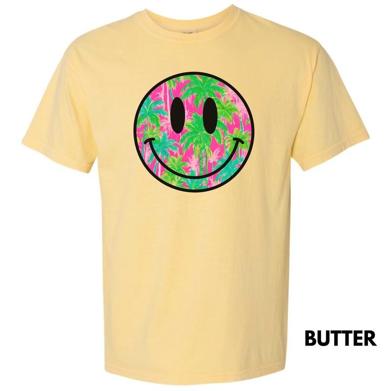 Palm Tree Happy Face Comfort Colors T-Shirt 'NLB' Hoodie, Sweatshirt | RetroVerseTees.com