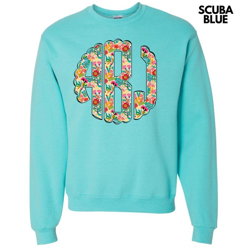 Paradise Floral Monogram Sweatshirt 'NLB' T-Shirts, Hoodie | RetroVerseTees.com