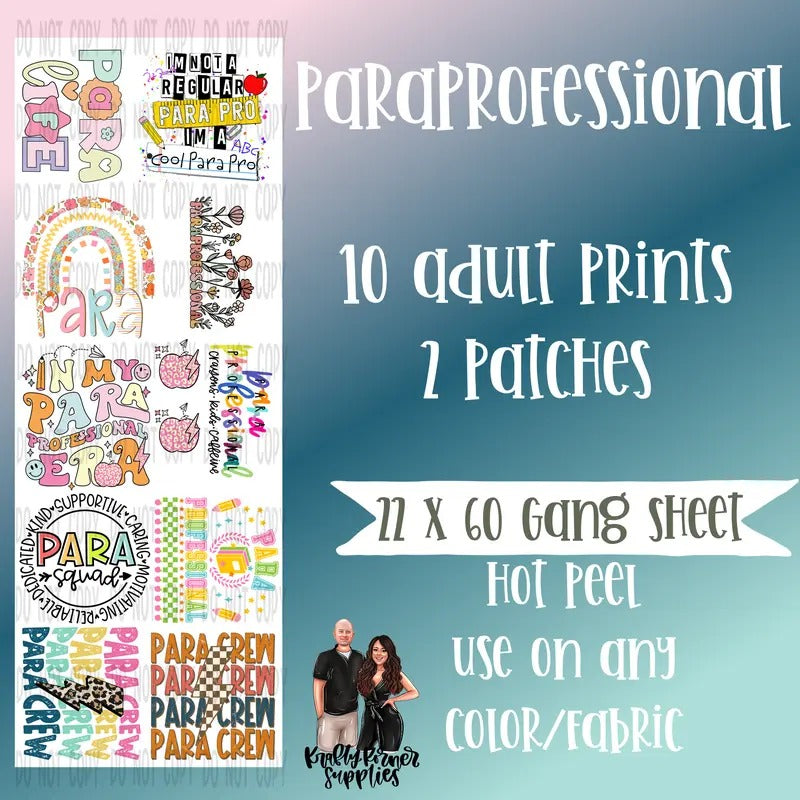 Paraprofessional DTF Transfer Gang Sheet, 22 x 60 T-Shirts, Hoodie, Sweatshirt | RetroVerseTees.com