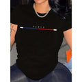 Parisian Chic Print Crew Neck Short Sleeves Comfy Sports Tee - FOG, Breathable, Moisture-Wicking Fabric