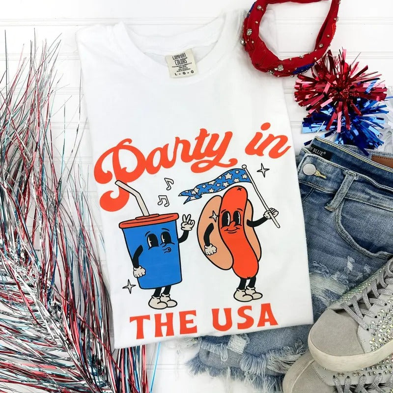 Party In The USA Comfort Colors T-Shirt Hoodie, Sweatshirt | RetroVerseTees.com