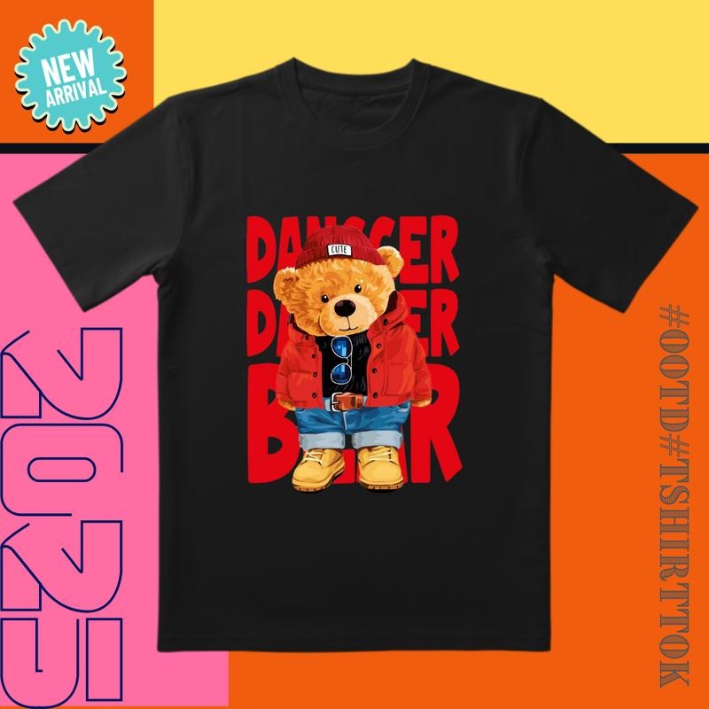 Danger Bear 'Orange-Pink Blast' Jacket Tee |   3D Bear Collar |   Streetwear/Date Night/Party Must-Have Hoodie, Sweatshirt