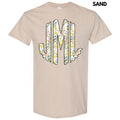 Pastel Blooms Monogram Gildan Short Sleeve T-Shirt 'NLB' Hoodie, Sweatshirt | RetroVerseTees.com