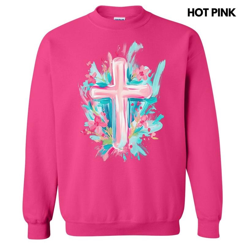 Pastel Brushstroke Cross Sweatshirt 'NLB' T-Shirts, Hoodie | RetroVerseTees.com