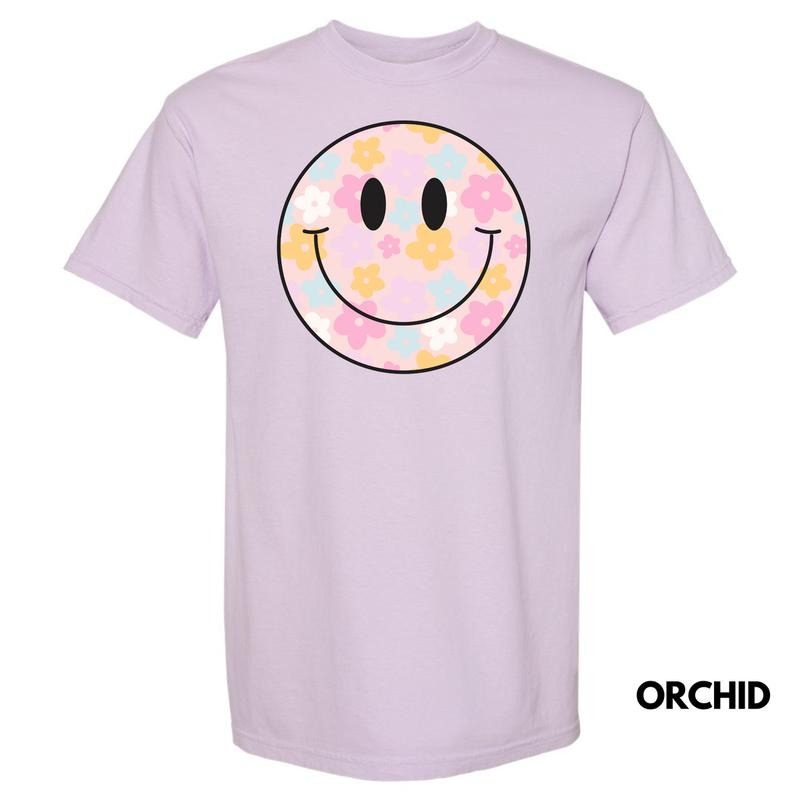 Pastel Flowers Happy Face Comfort Colors T-Shirt 'NLB' Hoodie, Sweatshirt | RetroVerseTees.com