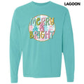 Pastel Merry & Bright Trees Long Sleeve Comfort Colors T-Shirt 'NLB' Hoodie, Sweatshirt | RetroVerseTees.com