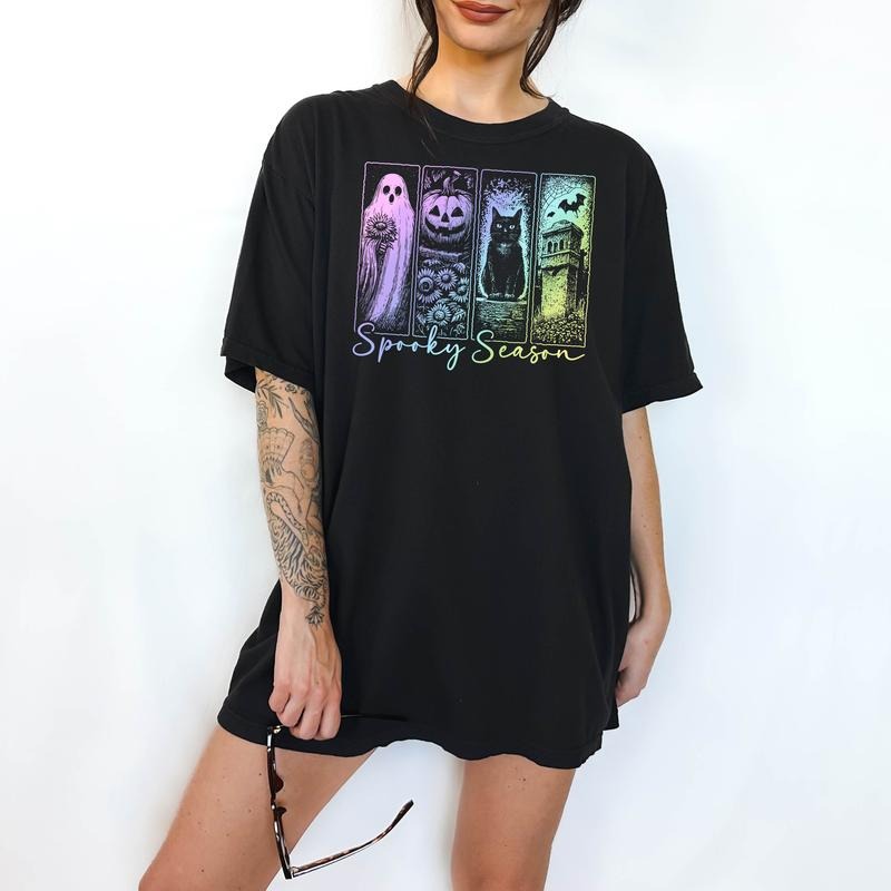 Pastel Spooky Season - T-Shirt, Unisex T-Shirt, Funny Tee, Comfortable Shirt Hoodie, Sweatshirt | RetroVerseTees.com