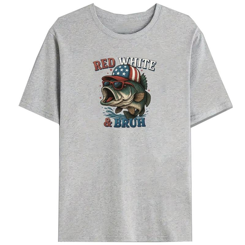 Patriotic - Inspired Lightsaber brand - Shirt: Fish Graphic with 'RED WHITE & BRUSH' for WB shield Fun, Laid