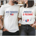 Patriotic And Pregnant Couples Shirt, Fourth Of July Couples, 4th Of july Pregnancy Reveal, Pregnancy Announcement Shirts...